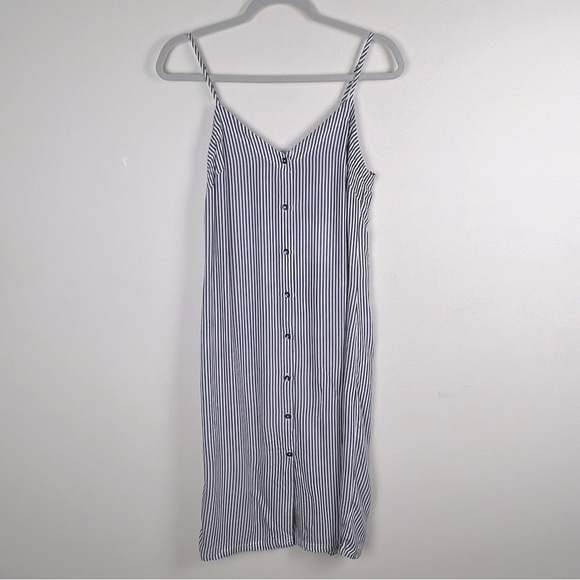 7 For All Mankind Dresses & Skirts - 7 For All Mankind | Grey & White Stripe Button Sleeveless Midi Dress | XS